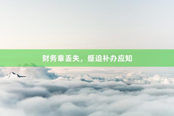 财务章丢失，蹙迫补办应知